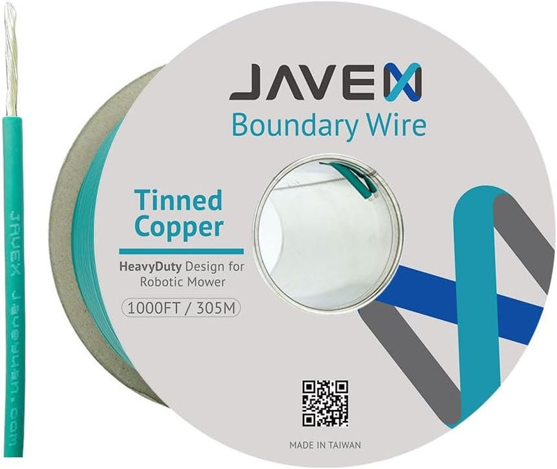 JAVEX Robotic Mower Boundary Wire Cable- Tinned Copper, Heavy Duty Universal for Gardena, Husqvarvna, Worx & Other Lawn Auto-Mower Brands Installation Kit [3.4mm, 24strand x 0.25mm] Green, 305M/1000FT - Image 1